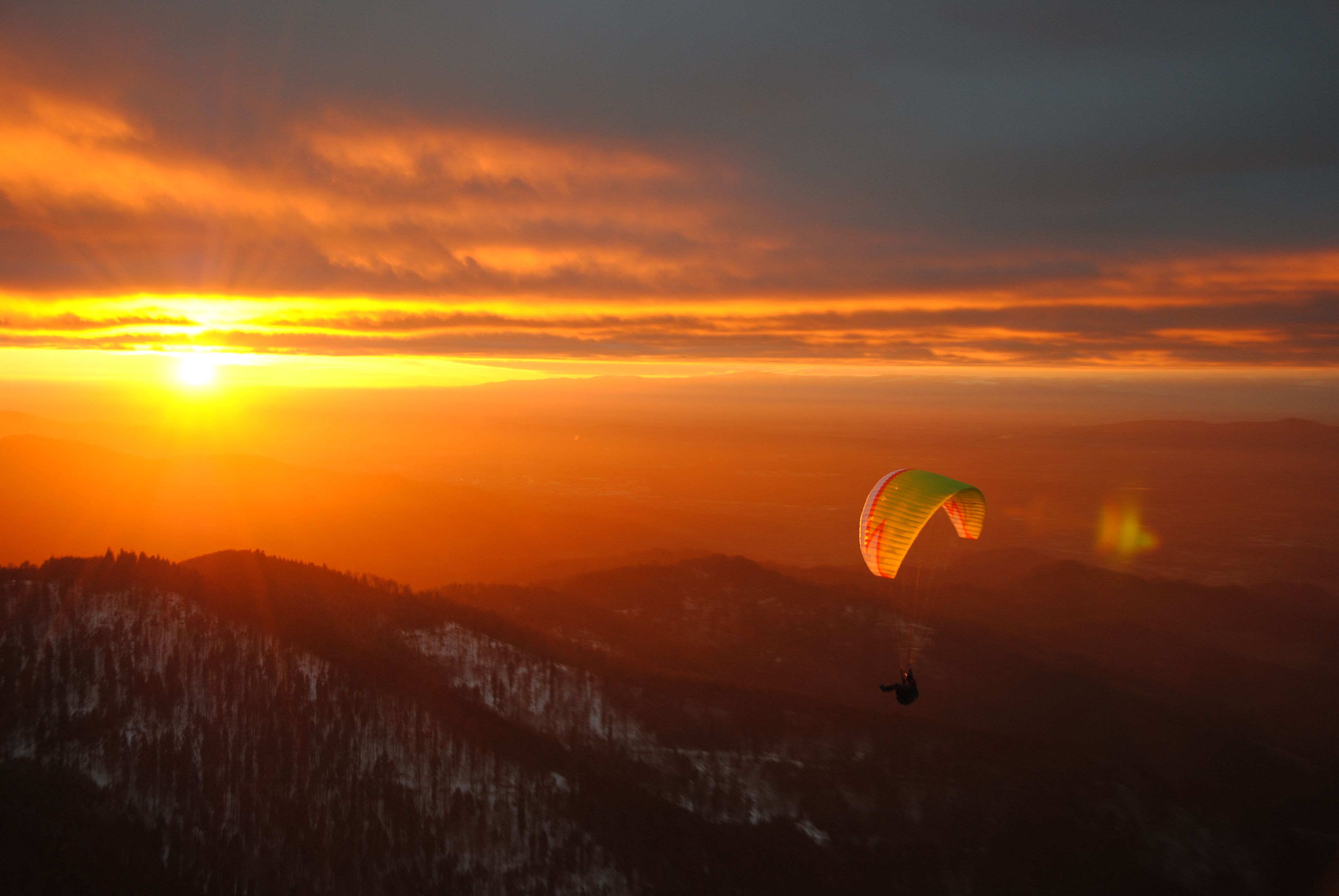 Black Forest Winter Soaring Day with Sunset