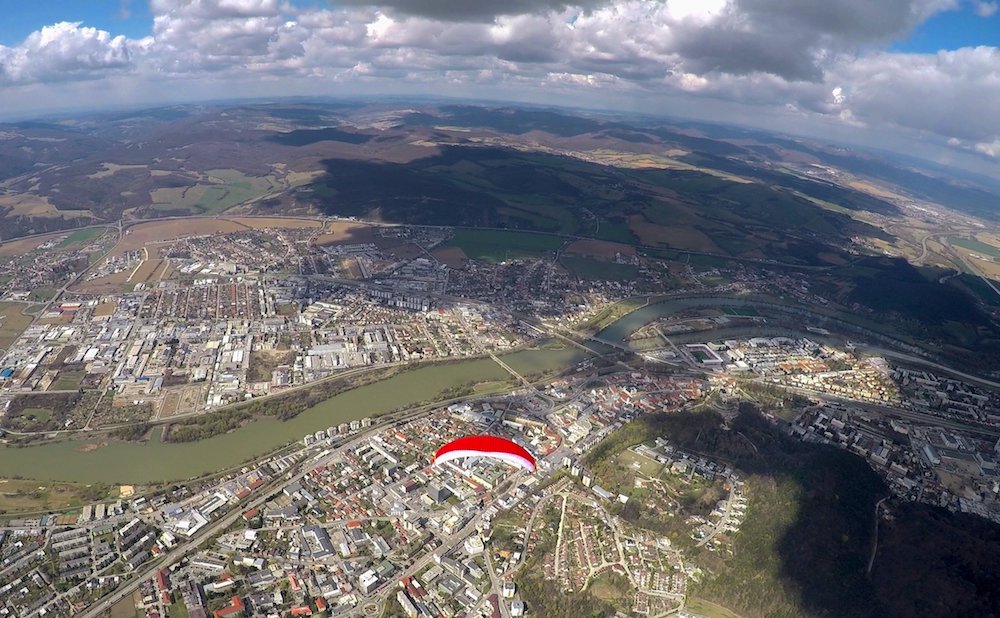 Flying over Trenčín, Slovakia